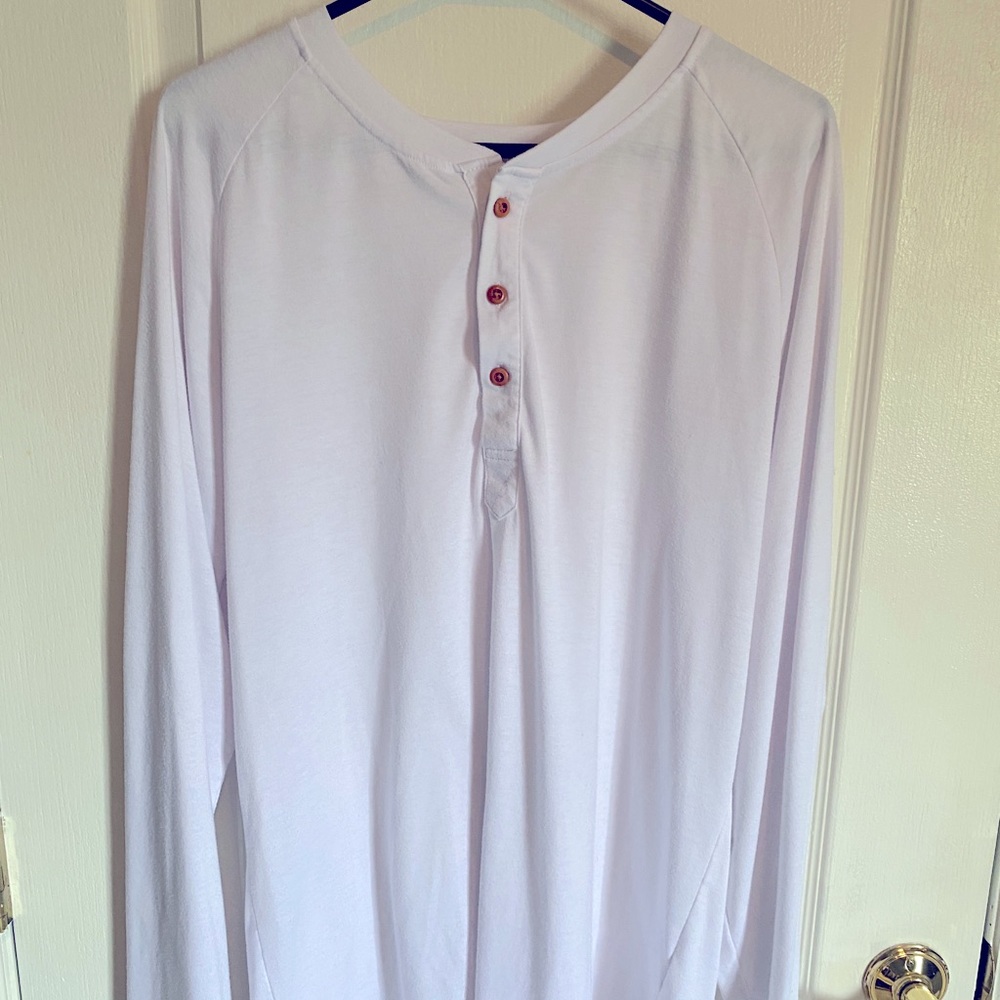 Long sleeve white button t shirt large
